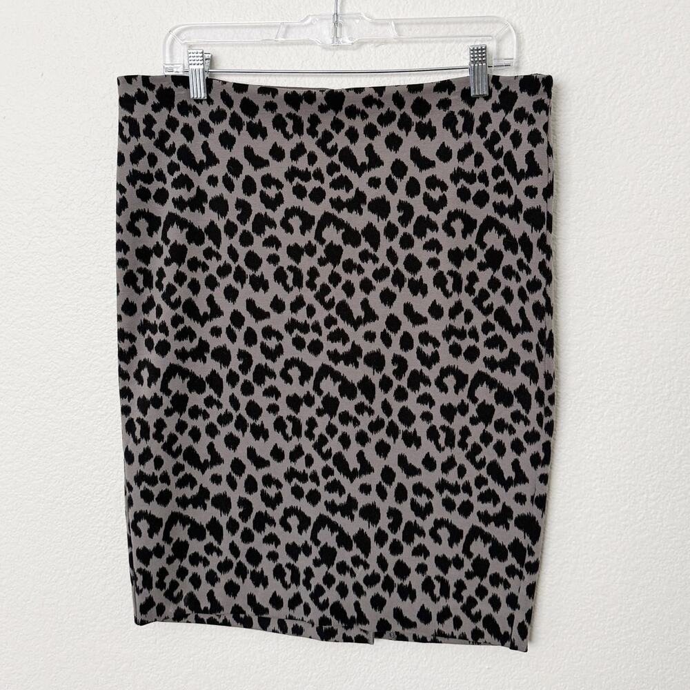[Victoria's Secret] Gray Ponte Knit Leopard Print Stretch Pencil Skirt Work 12